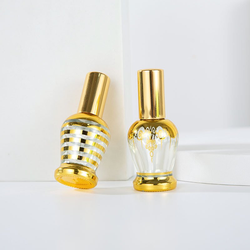 In‑Stock 12ml Zebra‑Striped Glass Perfume Refillable Atomizer, Gold‑Plated Portable Cosmetic Spray Empty Bottle
