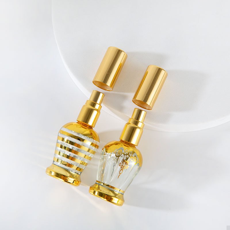 In‑Stock 12ml Zebra‑Striped Glass Perfume Refillable Atomizer, Gold‑Plated Portable Cosmetic Spray Empty Bottle - 图片 2