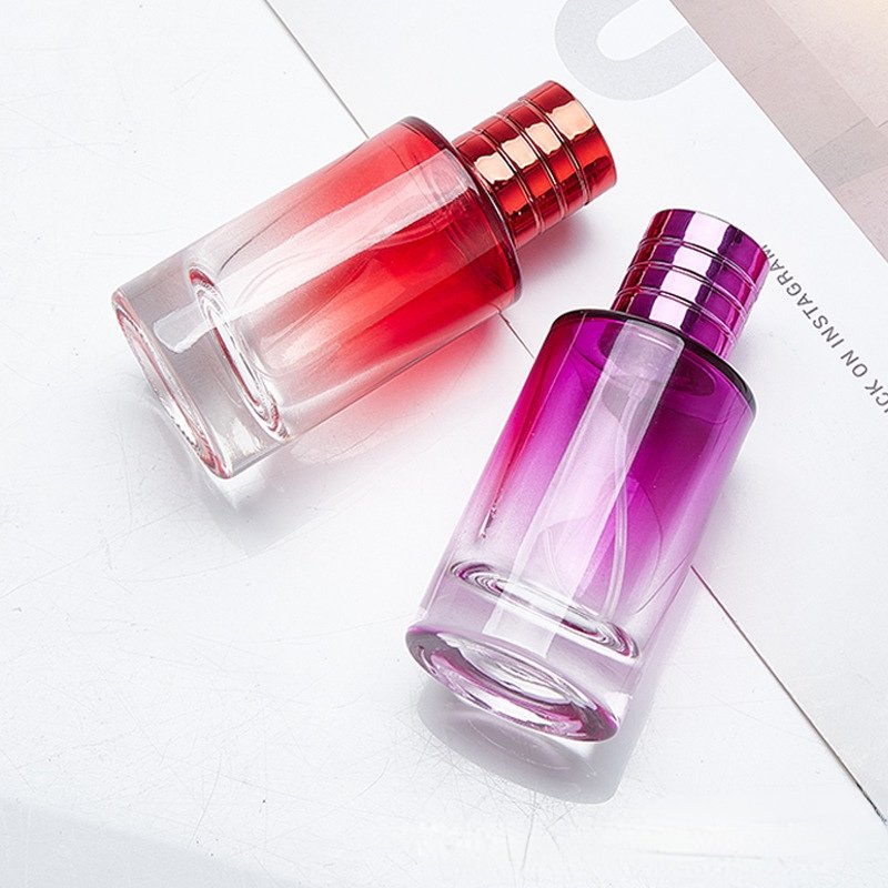 In‑Stock Gradient‑Color Cylindrical Glass Perfume Refillable Bottle, Portable Press Cosmetic Spray Empty Bottle, Custom Logo Available - 图片 2