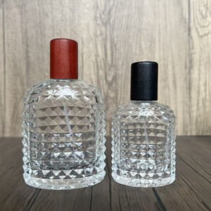 In‑Stock 30ml 50ml 100ml Clear Glass Perfume Spray Bottle, Refillable Cosmetic Empty Bottle With Screw‑Thread Wooden Cap