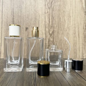 30ml 50ml Square Perfume Bottle, Clear Glass Refillable Spray Bottle, Portable Empty Cosmetic Atomizer Bottle for Travel