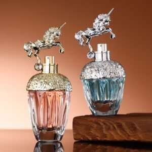 In Stock Creative Pegasus Unicorn Clear Glass Perfume Bottle, 50ml & 80ml Elegant Fashion Press-Type Refill Bottle