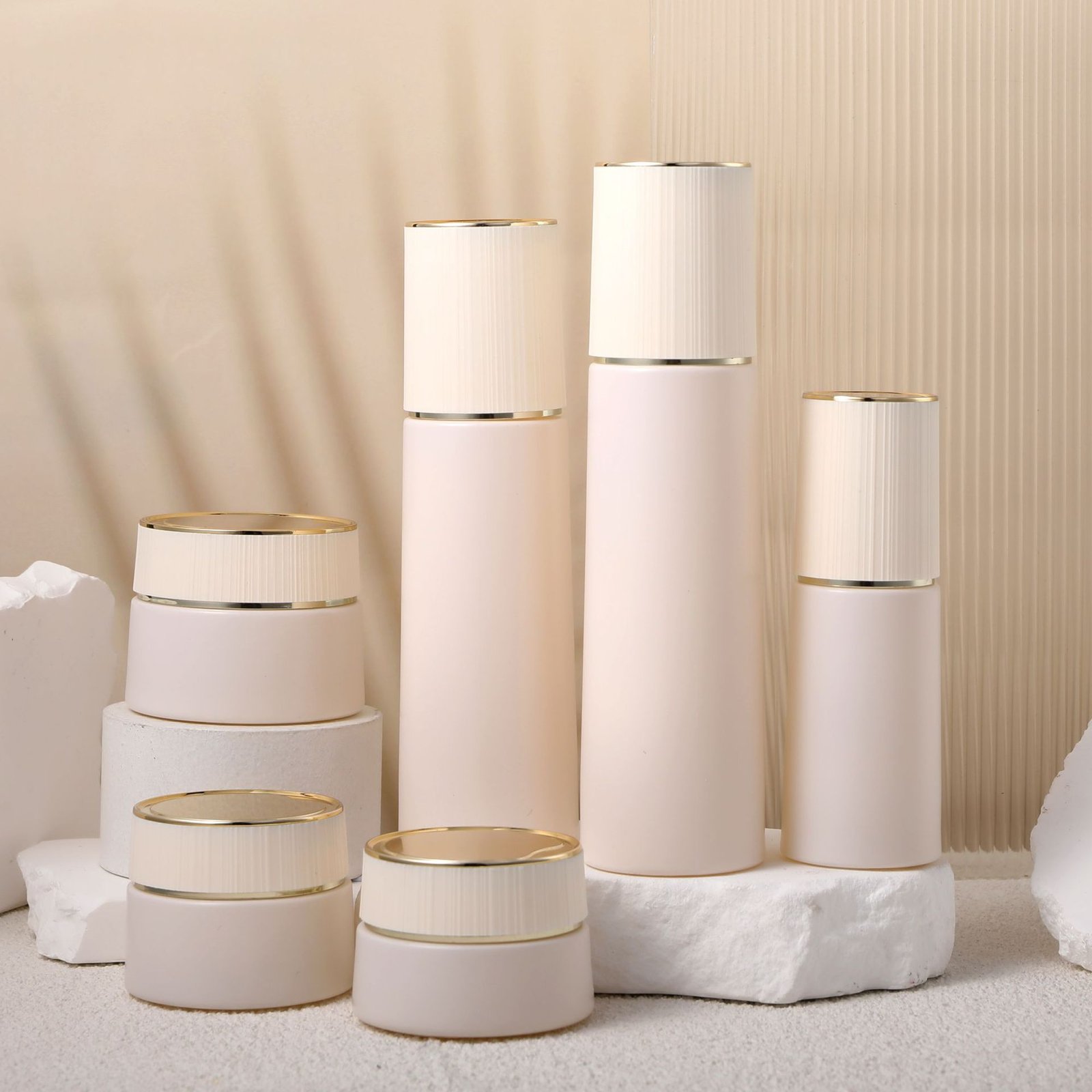 Custom Simple Porcelain White Glass Skincare Packaging, 30g Cream Jar & 100ml Lotion Serum Press Pump Bottle, Wholesale Cosmetic Containers