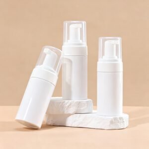150ml PET Foaming Bottle, White Press Mousse Pump Bottle, Travel Refillable Container for Facial Cleanser, Soap Dispenser, In Stock